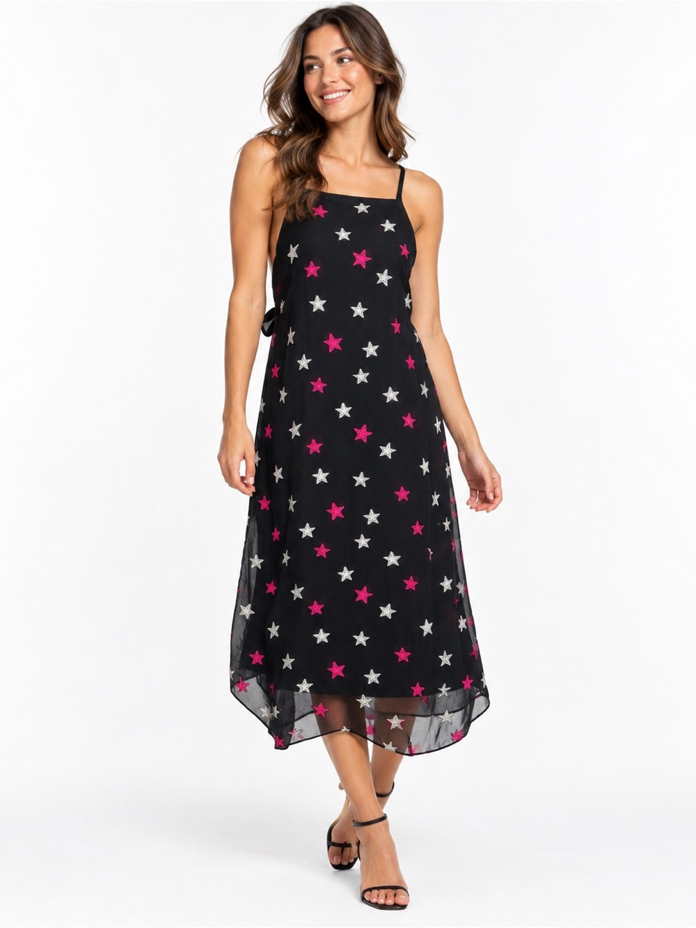 Rag & Bone Sonny Star Silk Dress S Black Pink Handkerchief Whimsigoth Y2K Sheer
